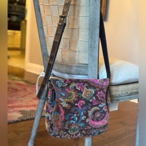 Stamp 10 Vintage Crossbody Handbag. 11”x11.5” Corduroy | Colorful | Paisley